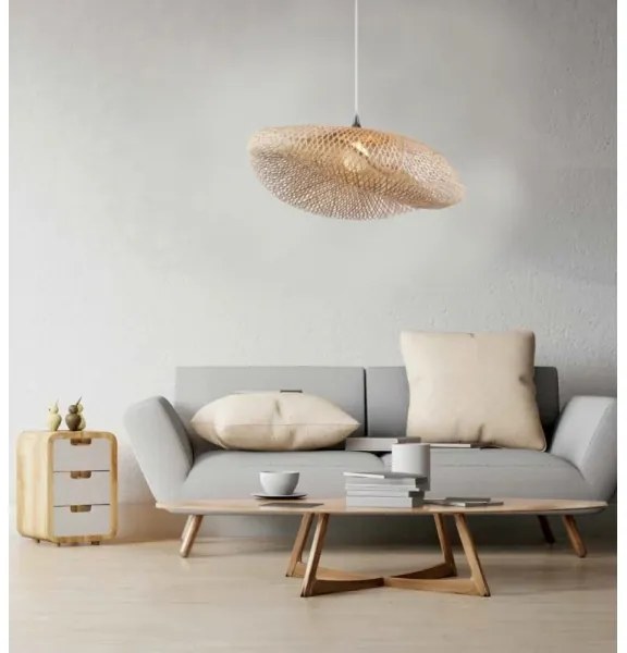 Zambelis 19103 - Csillár zsinóron 1xE27/40W/230V bambusz/bézs