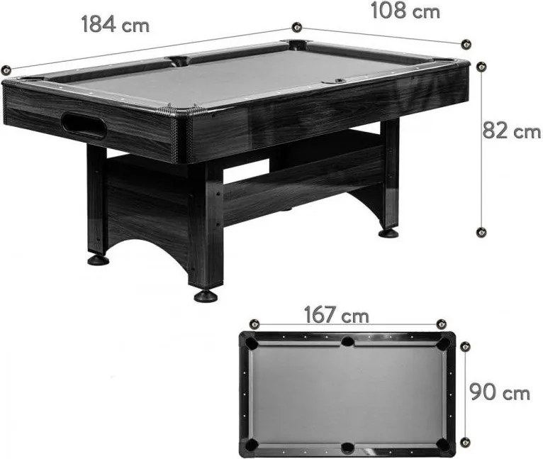 GamesPlanet® Biliárdasztal TRENDLINE Zöld 6ft 184 x 108 cm