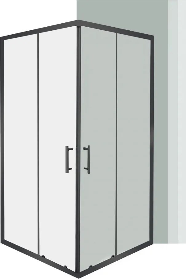Spirit Clear 90x90x180 cm-es szögletes zuhanykabin, zuhanytálca nélkül fekete