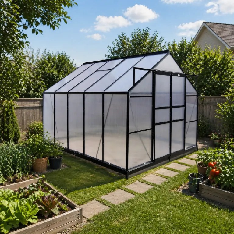 Furnigo Kerti üvegház 310x250x195 cm + alap - fekete