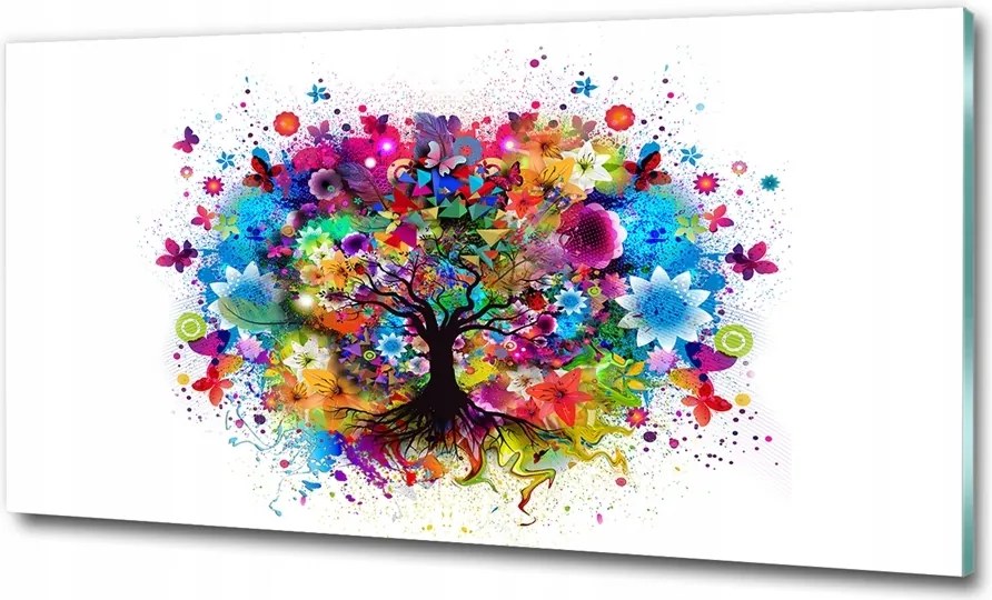 Fotótapéta üvegfalra Színes fa 125x50