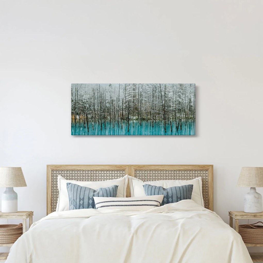 Kép - Türkiz tó, Biei, Japán (120x50 cm)