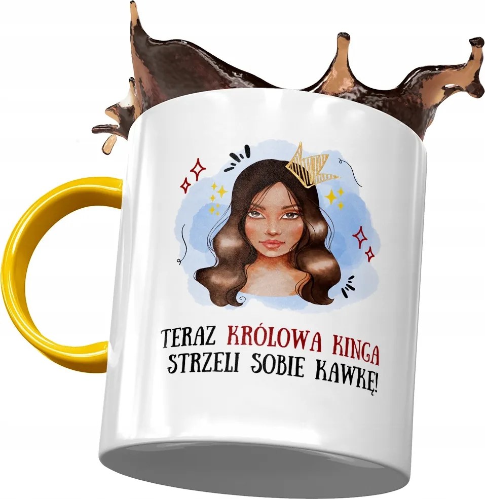 Sárga Bögre Kinga Barátnőnek Ajándék Nyomtatott Fotóval