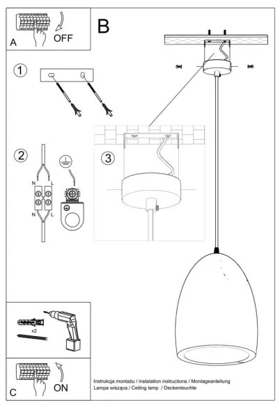 Csillár zsinóron BUKANO 1xE27/60W/230V
