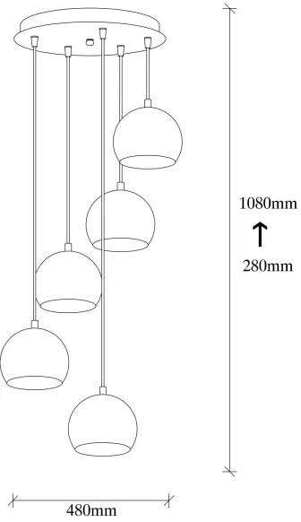 Csillár zsinóron SIVANI 5xE27/40W/230V réz