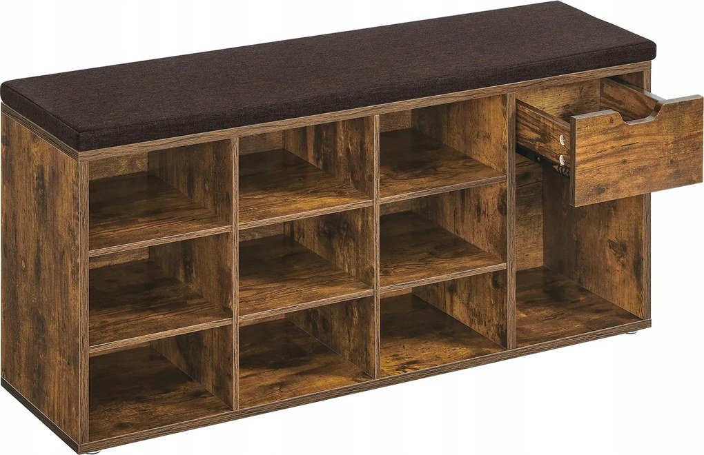 Cipőtartó állvány fiókkal és nyitott rekesszel 30x104x48