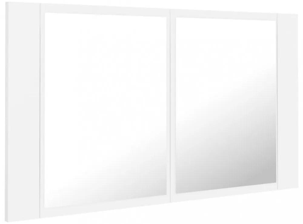 fehér akril LED-es fürdőszobaszekrény tükörrel 80x12x45 cm