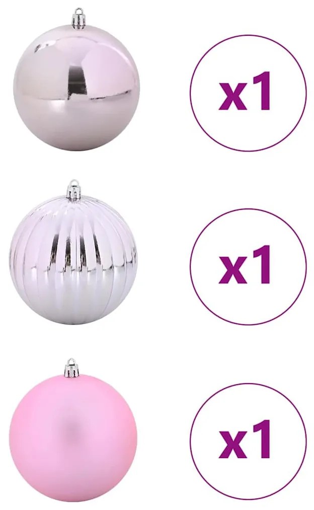 Karácsonyi Díszgömb Készlet 3 pcs Rózsaszín