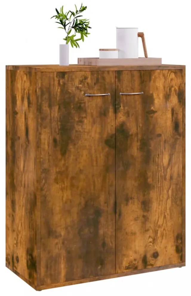 füstös tölgy színű szerelt fa tálalószekrény 60 x 30 x 75 cm
