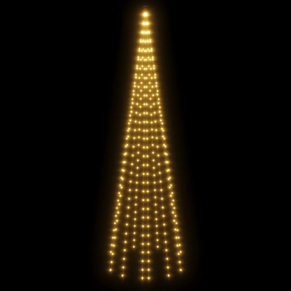karácsonyfa zászlórúdon 310 meleg fehér LED-del 300 cm