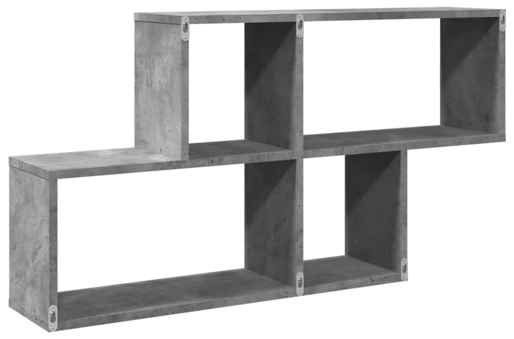 betonszürke szerelt fa fali polc 100 x 20 x 53 cm