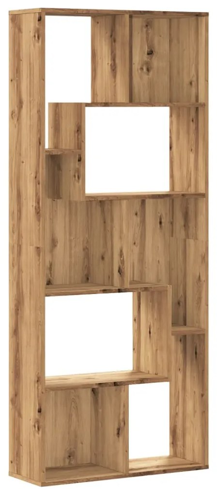 kézműves tölgy színű szerelt fa könyvespolc 67 x 24 x 161 cm