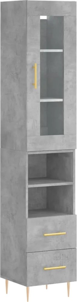 vidaXL betonszürke szerelt fa magasszekrény 34,5x34x180 cm