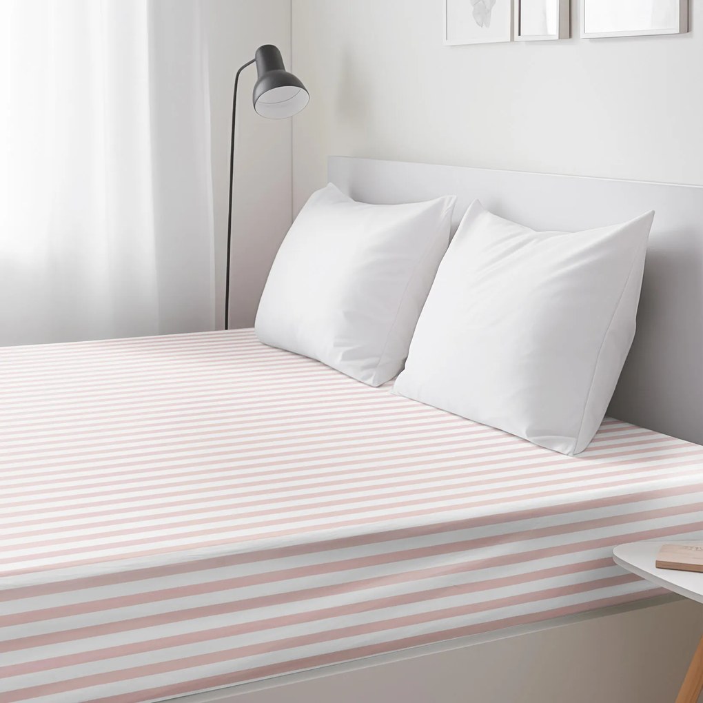 Goldea pamut gumis lepedő - púderrózsaszín csíkos 180 x 200 cm