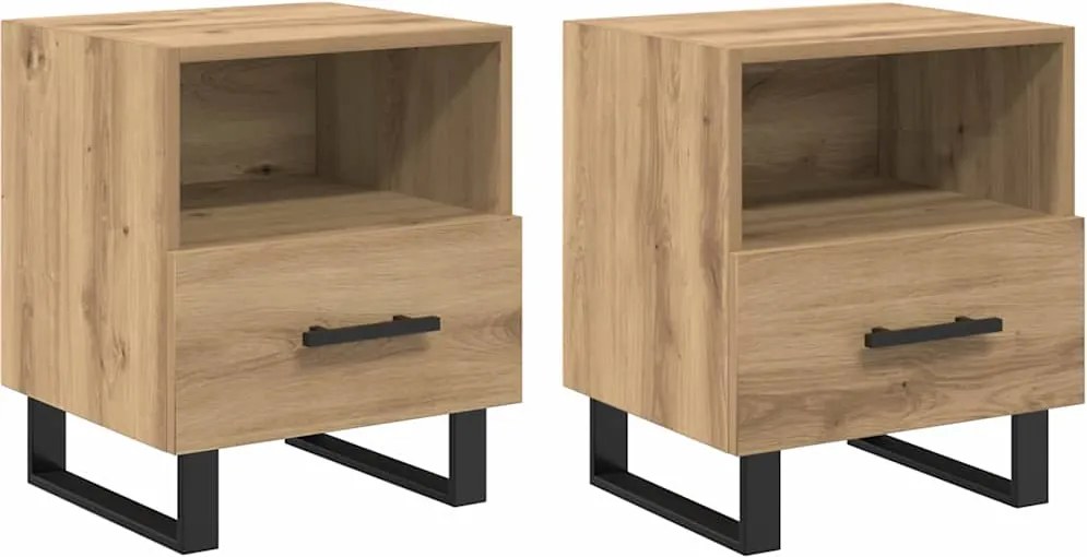 vidaXL Éjjeliszekrény 2 pcs Artisan tölgy 40 x 35 x 47,5 cm Faanyag