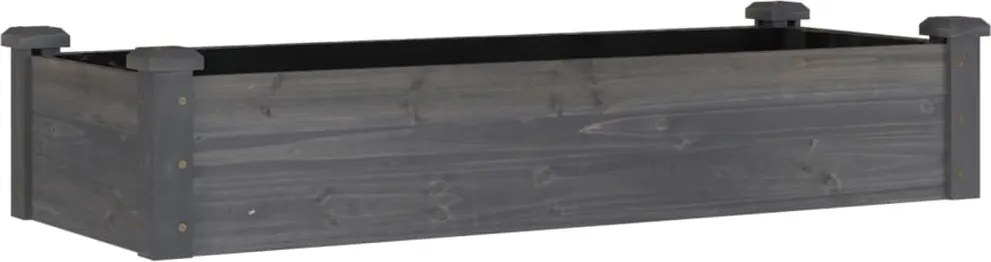 vidaXL szürke tömör fenyőfa kerti magaságyás béléssel 120x45x25 cm