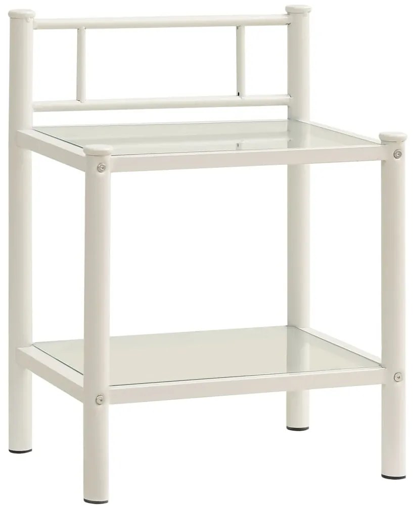 2 db fehér és átlátszó fém és üveg éjjeliszekrény