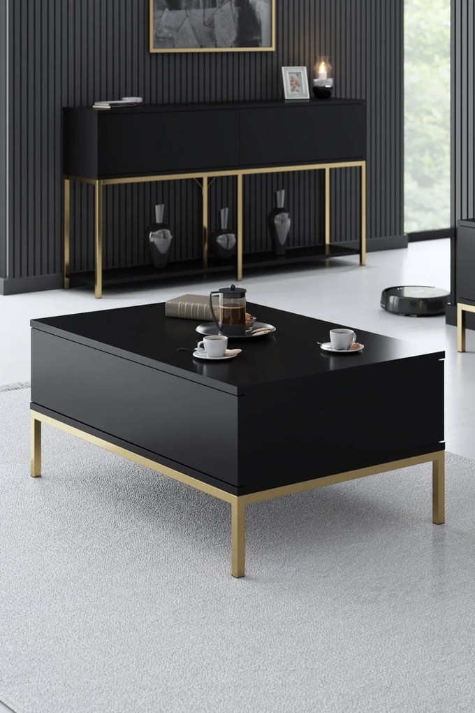 Dohányzóasztal Lord - Black, Gold