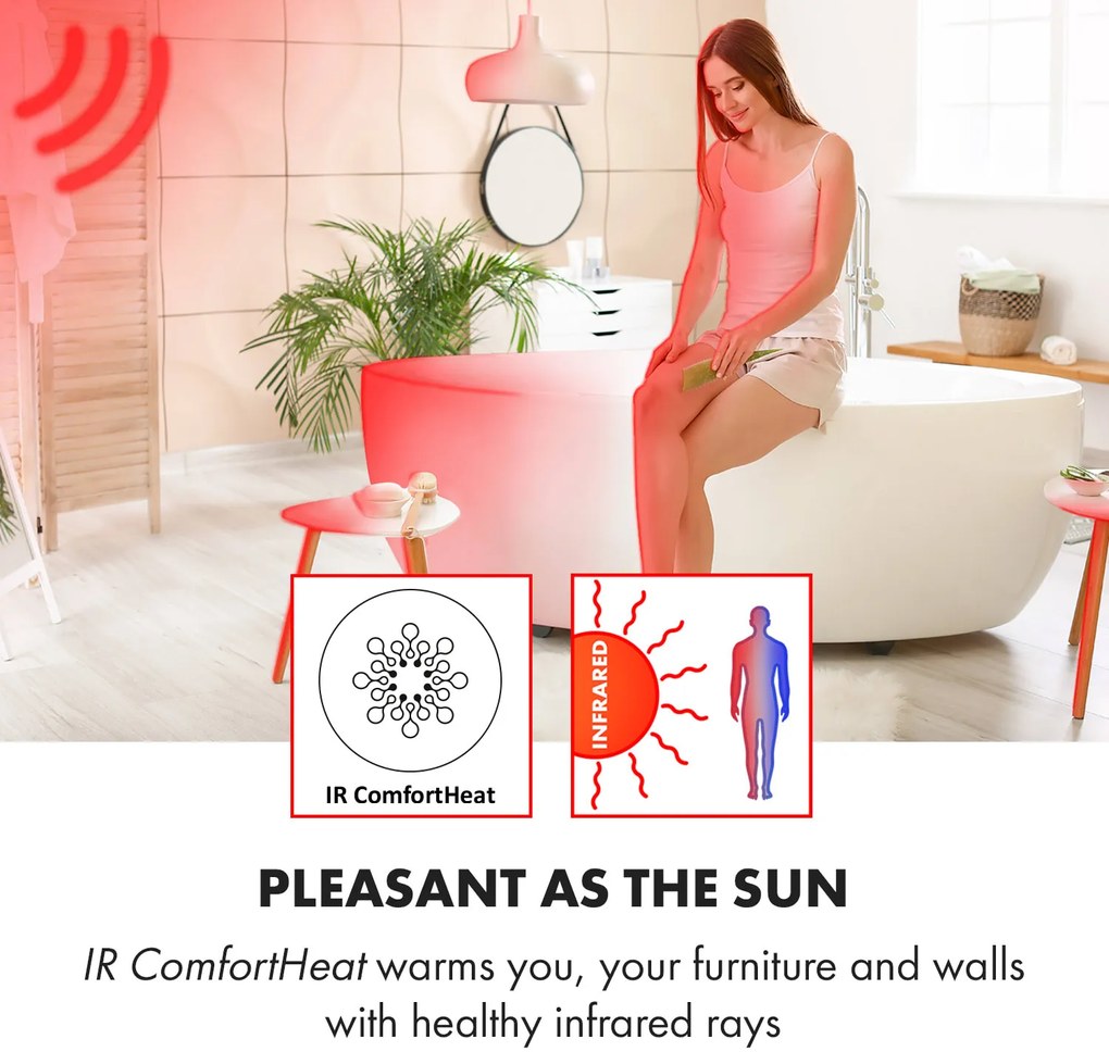 Klarstein Hot Spot Crystal Reflect Smart, infravörös hősugárzó, 850 W, alkalmazás, időzítő, tükör