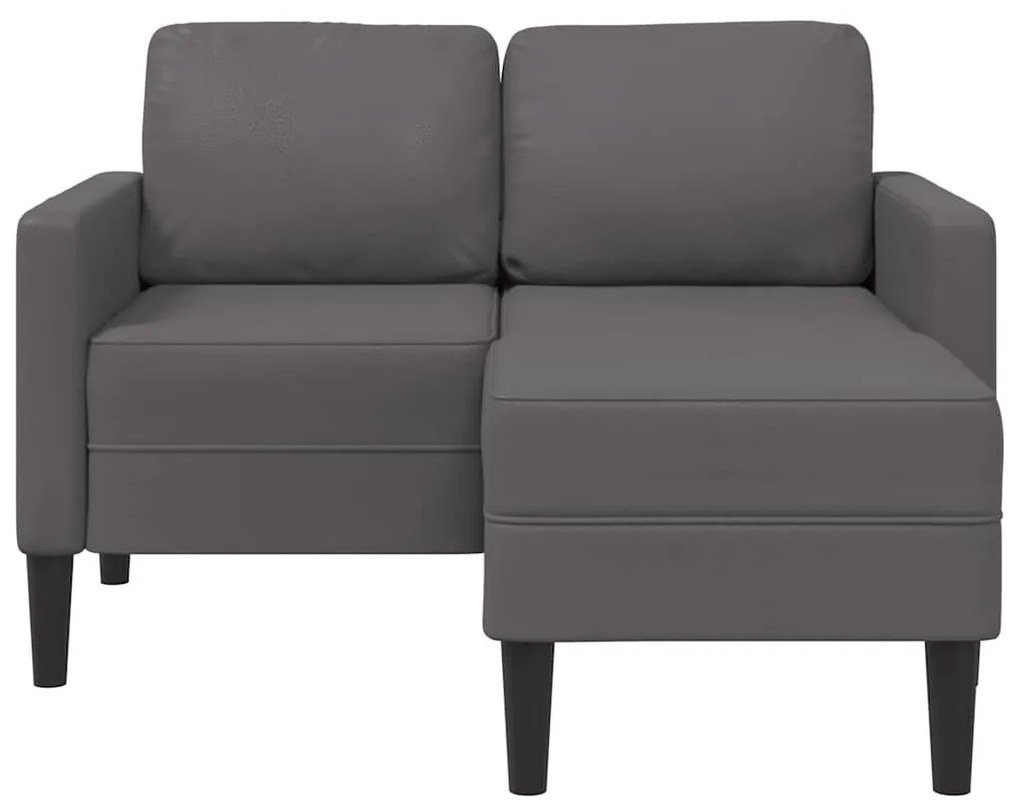szürke műbőr 2 üléses kanapé L-alakú kanapéval 125 cm