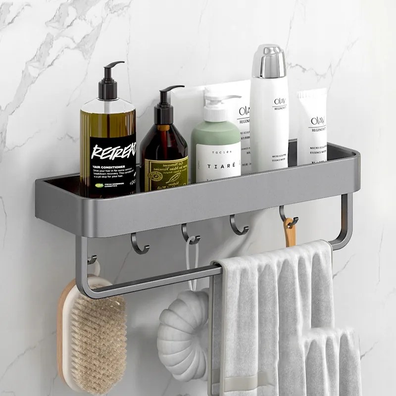 Zuhanypolc lyukasztás nélkül szürke 40cm