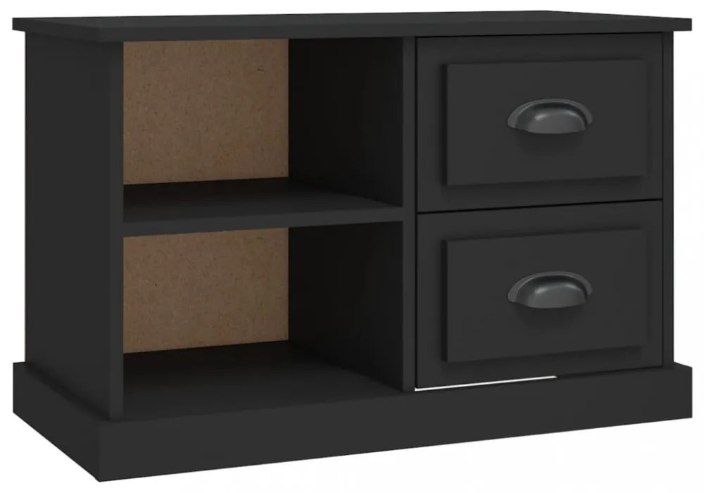 fekete szerelt fa TV-szekrény 73 x 35,5 x 47,5 cm
