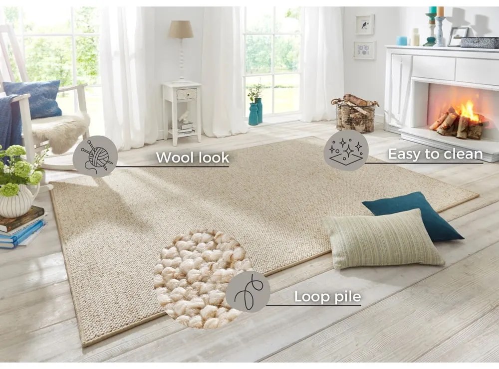 Krémszínű szőnyeg 140x200 cm Wolly – BT Carpet