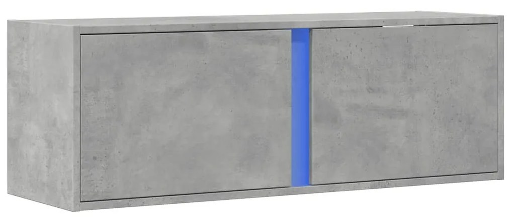 betonszürke falra szerelhető TV-szekrény LED-del 100x31x35 cm
