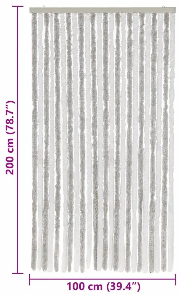 világosszürke és fehér zsenília rovarfüggöny 100x200 cm
