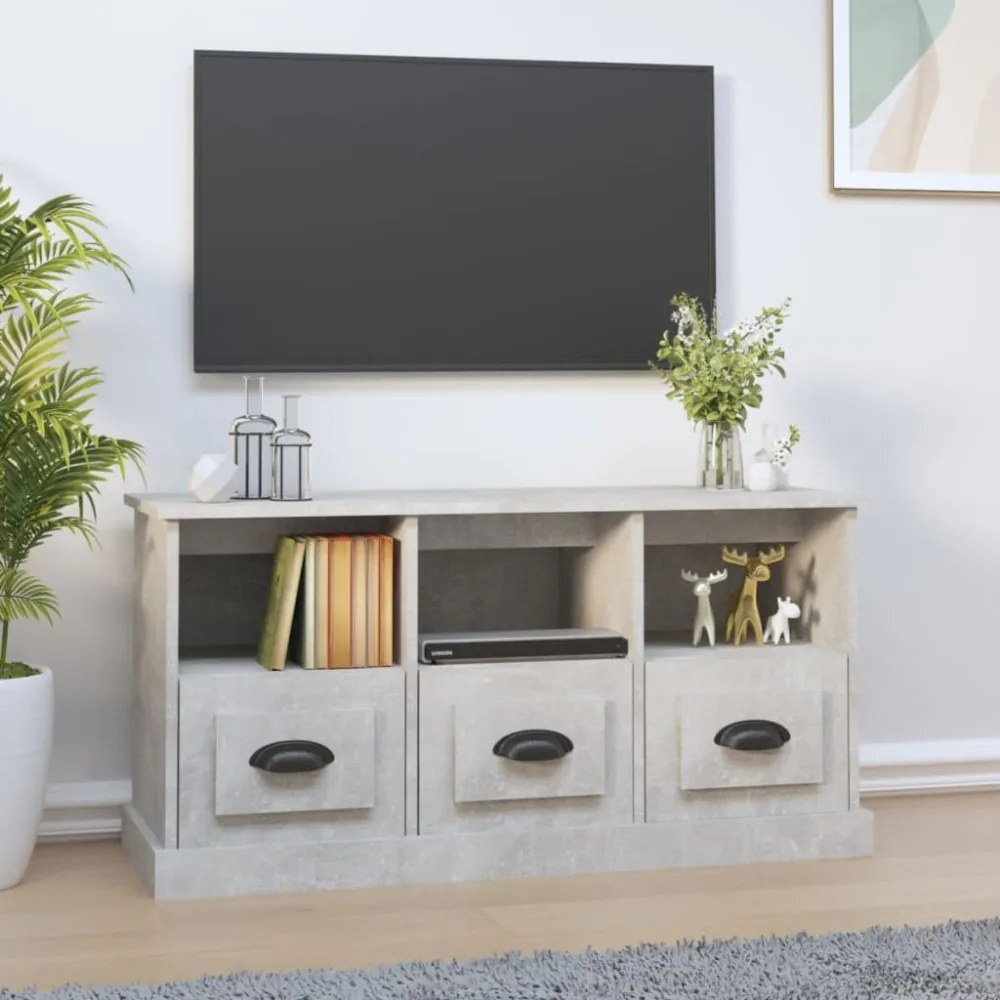 betonszürke szerelt fa TV-szekrény 100x35x50 cm