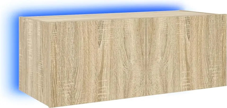 vidaXL sonoma tölgy színű fali TV-szekrény LED-ekkel 80x35x31 cm