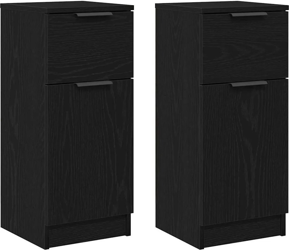 vidaXL Széf fiókkal 2 pcs Fekete tölgy 30 x 30 x 70 cm Faanyag