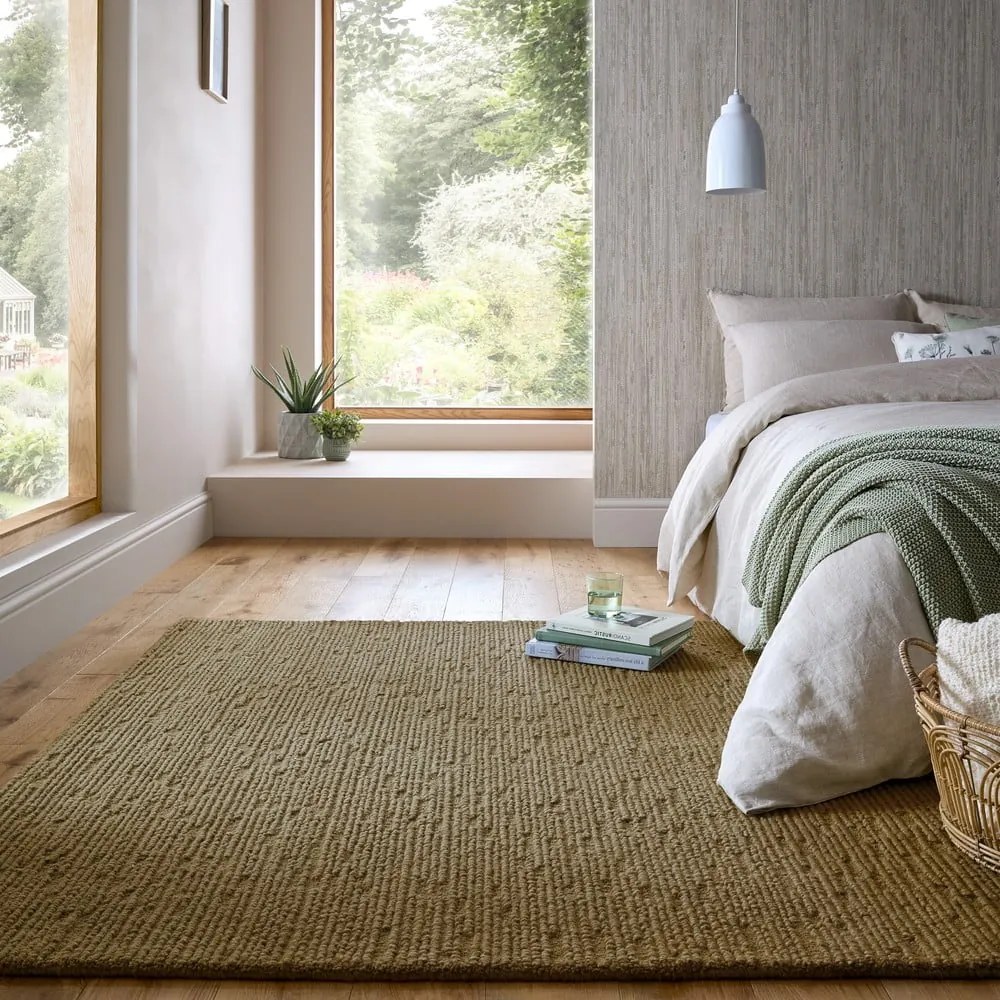 Khaki kézi szövésű gyapjú szőnyeg 200x290 cm Harris Boucle – Flair Rugs