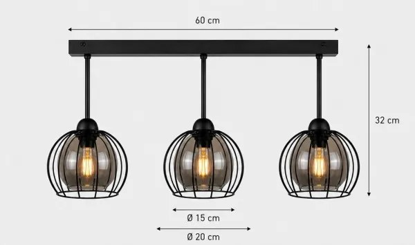Felületre szerelhető csillár SOLO BLACK 3xE27/60W/230V