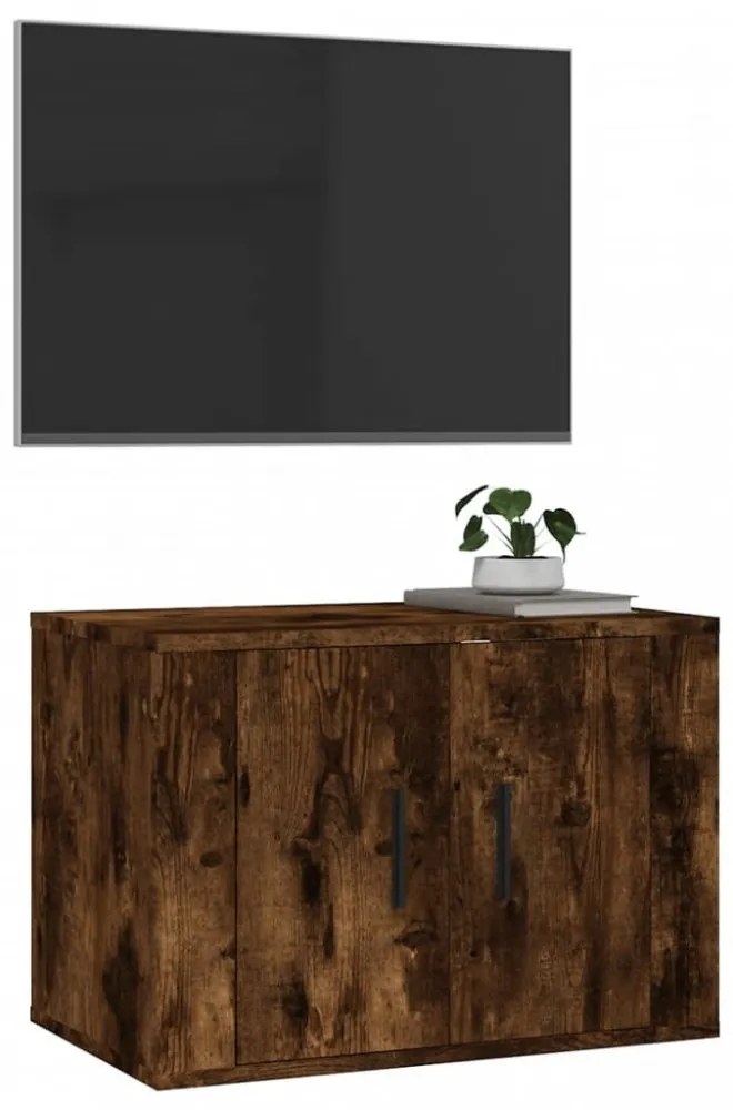 füstös tölgy színű fali TV-szekrény 57 x 34,5 x 40 cm