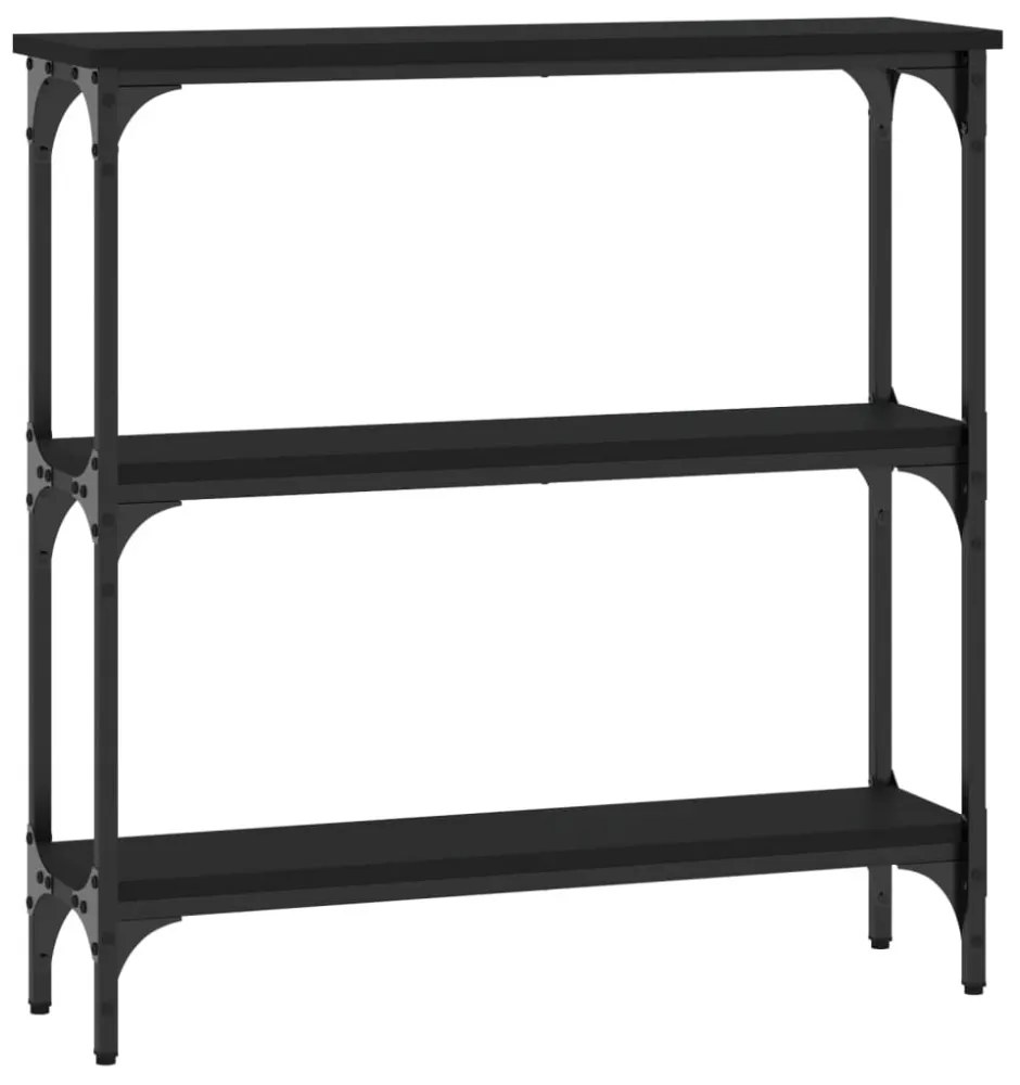 fekete szerelt fa tálalóasztal 75x22,5x75 cm