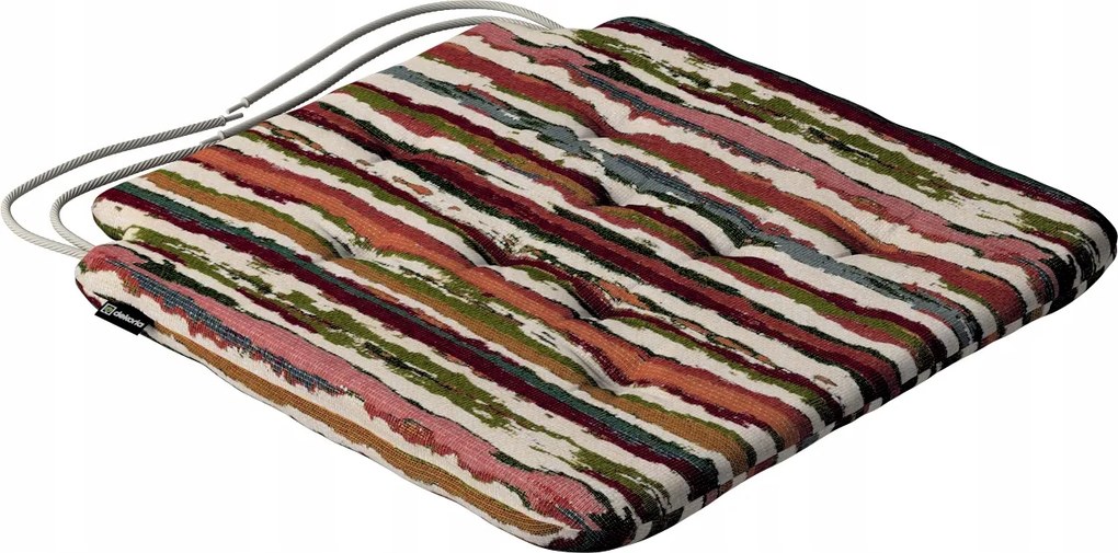 Olek székpárna 42x41 piros-zöld csíkos, krémszínű alapon