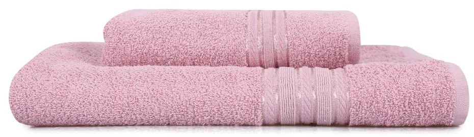 Rózsaszín pamut törölköző és fürdőlepedő készlet 2 db-os Dora – Foutastic