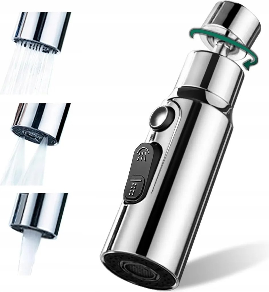 Konyhai csaptelep, csaptelep hosszabbító toldalék, 3 üzemmód, levegőztető, adapter