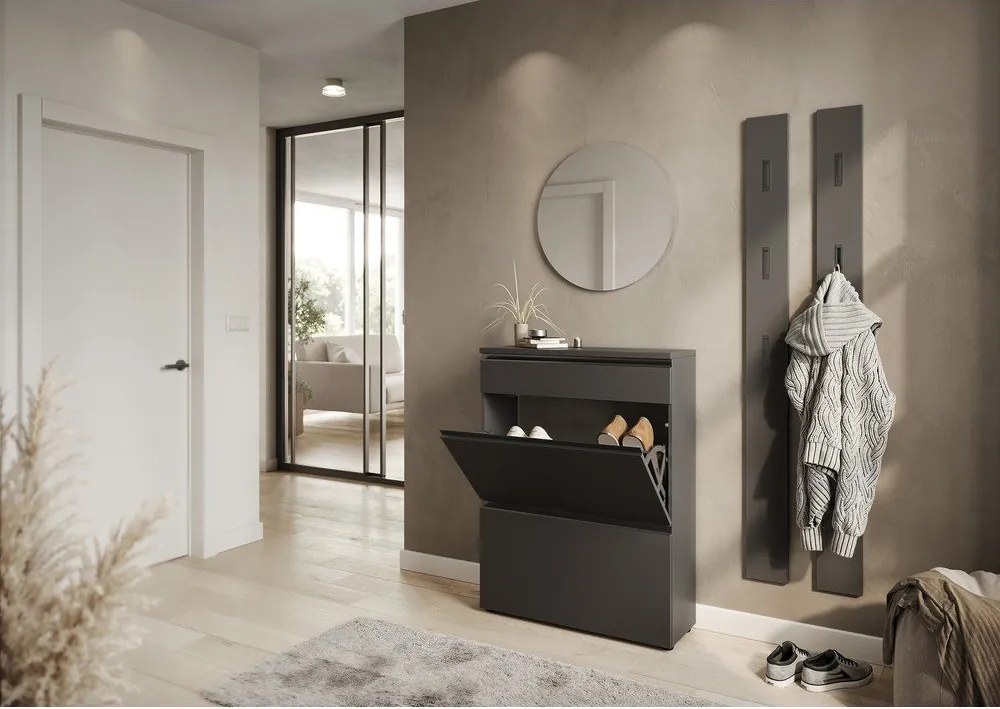 Antracitszürke cipőtartó 80x107x29 cm Baldone – Germania