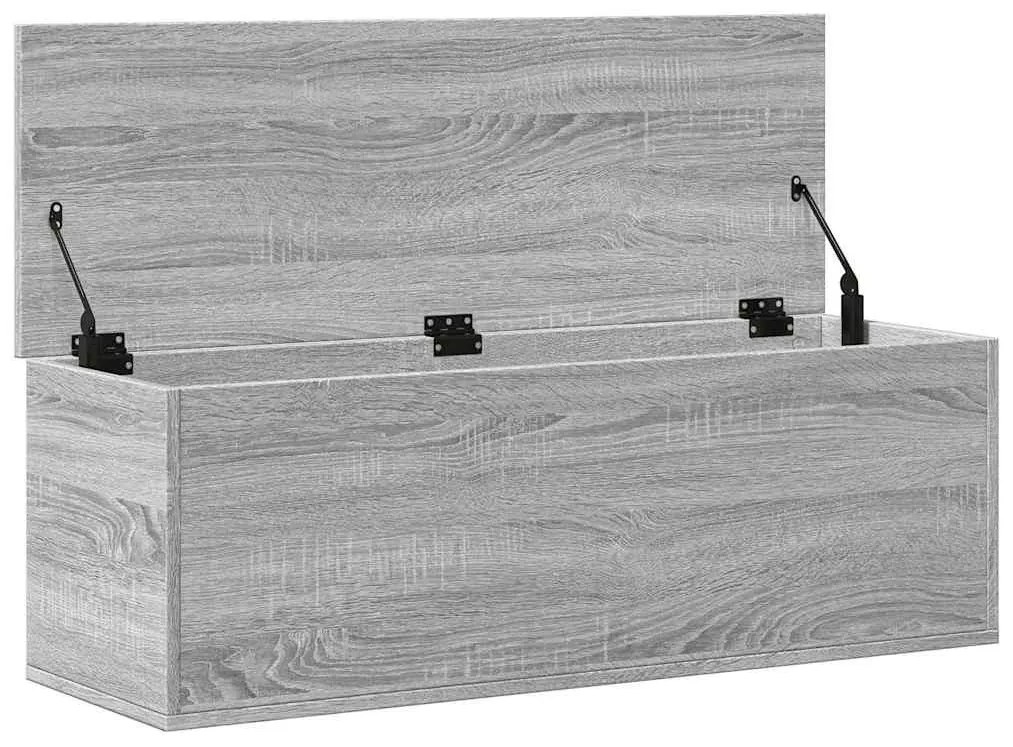 szürke sonoma színű szerelt fa tárolóláda 102 x 35 x 35 cm