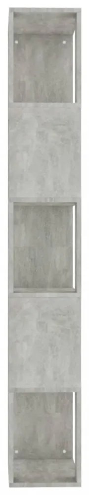 betonszürke szerelt fa könyvszekrény/térelválasztó 45x24x159 cm