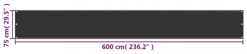 balkon napellenző HDPE 75x600 cm Antracit