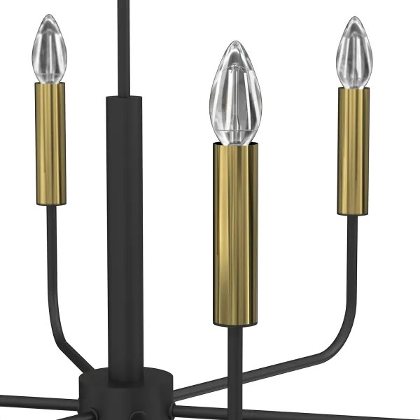 Csillár zsinóron AKASYA 6xE14/15W/230V fekete/arany