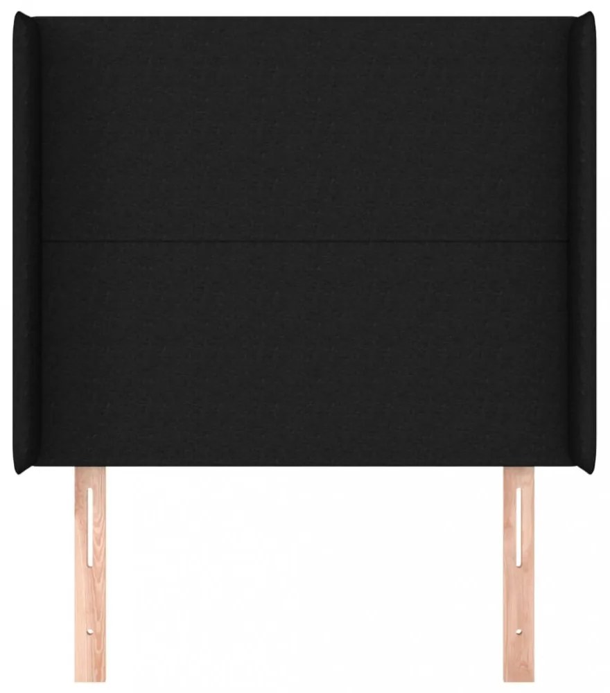 fekete szövet fejtámla szárnyakkal 103x16x118/128 cm