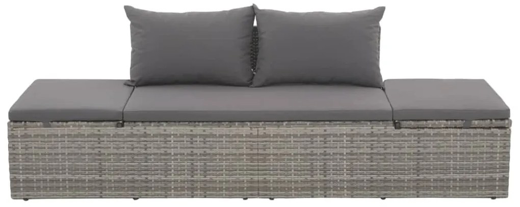 Szürke polyrattan kültéri nyugágy hát- és ülőpárnákkal