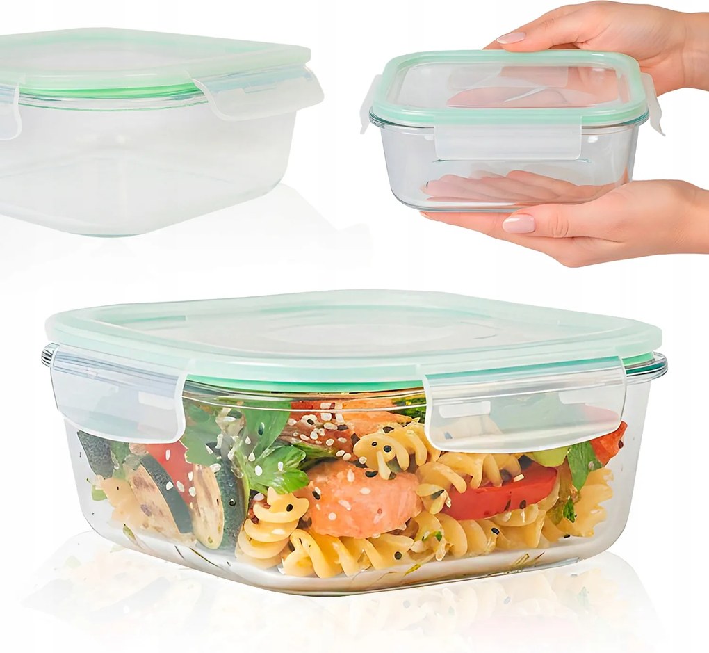 1,1 L-es Üveg Tároló Doboz Négyzet Alakú Ebéddoboz