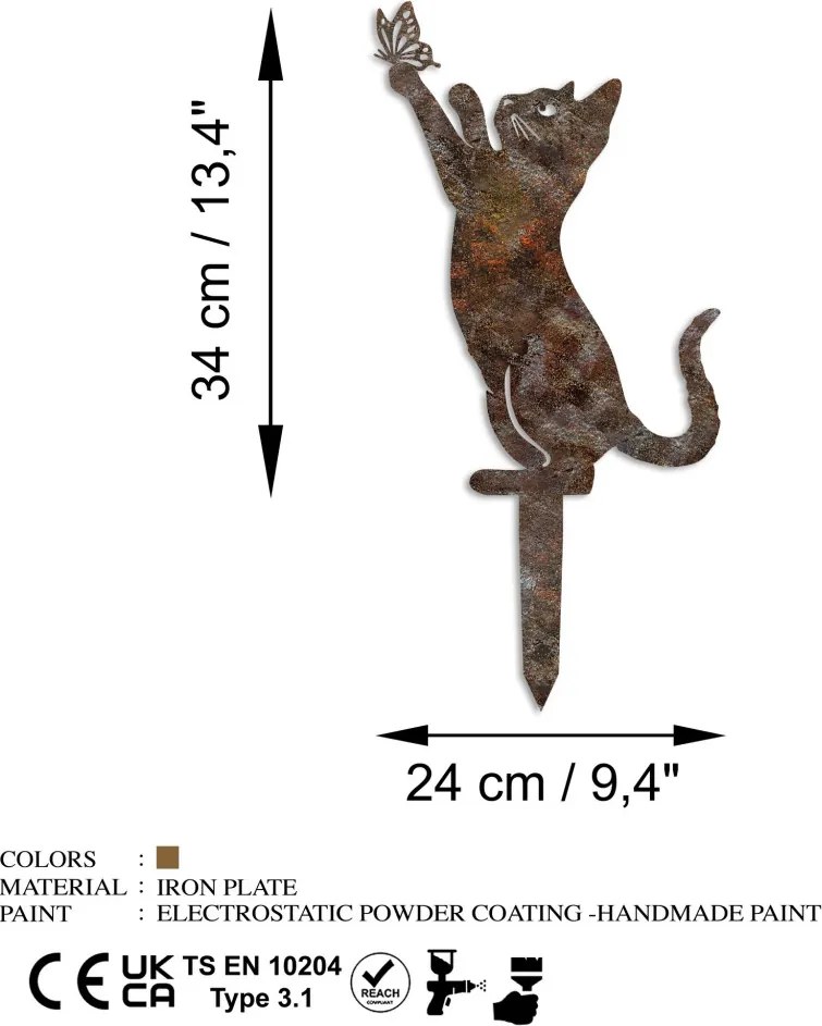 Cat fém kerti dísztárgy, 49×24 cm – TR565TNL1293