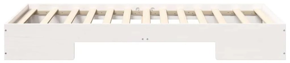 Földi ágykeret tárolóval Fehér 90 x 190 cm Tömör fenyőfa