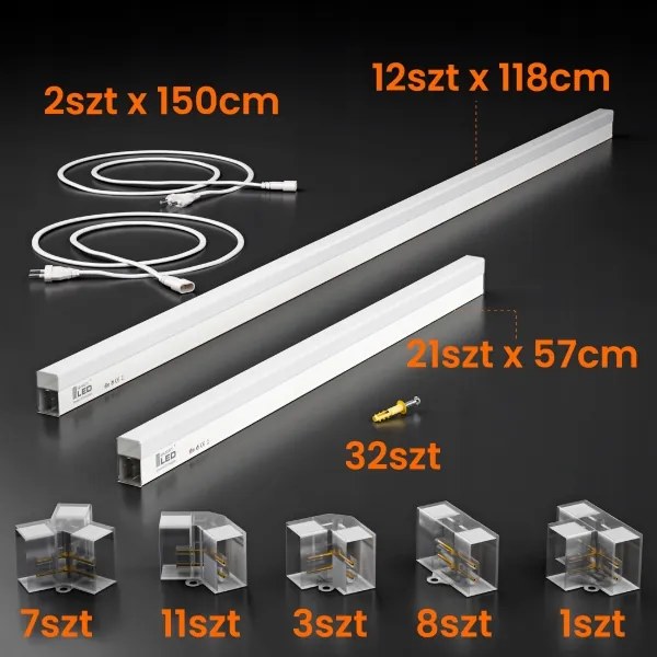 LED mennyezeti lámpatest LED/426W/85-265V 4000K 484x243 cm CRI 90 IP44 fehér